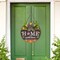 Interchangeable Welcome Sign for Front Door with 14 Seasonal Icons & 12 LED Lights – Rustic Farmhouse Wooden Porch Decor, 12” Round Lighted Welcome Home Sign for Year-Round Indoor/Outdoor Decorations (Wood Home1)